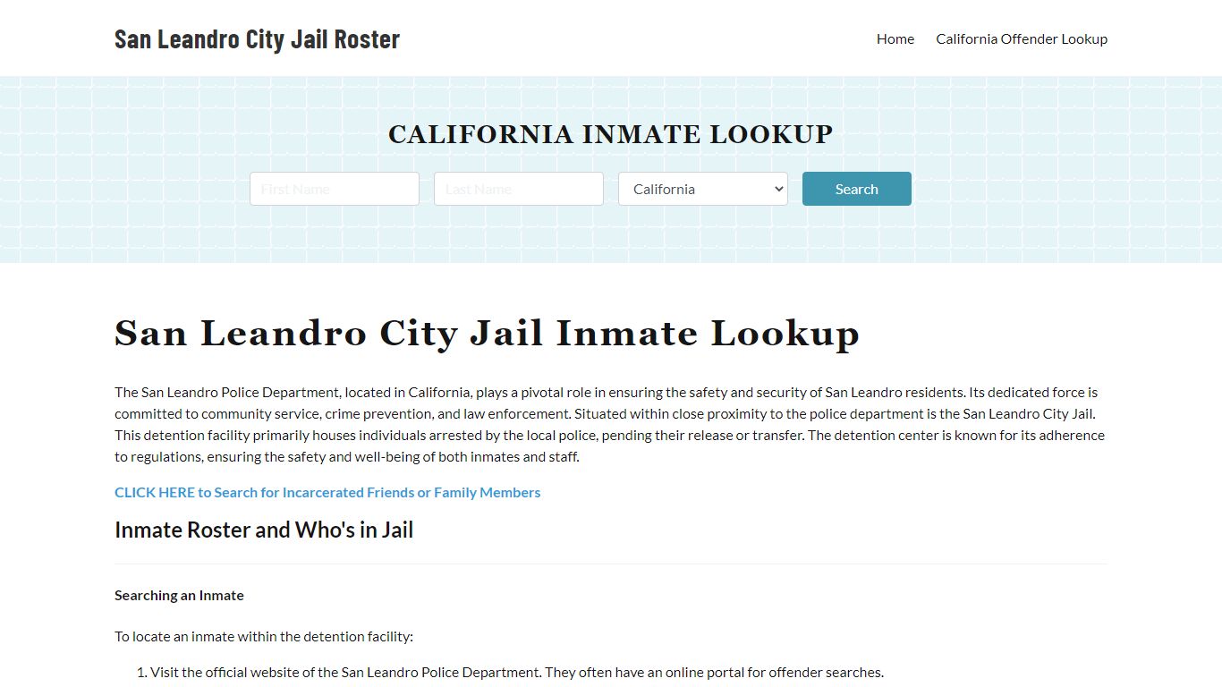 San Leandro Police Department & City Jail, CA Inmate Roster, Arrests ...