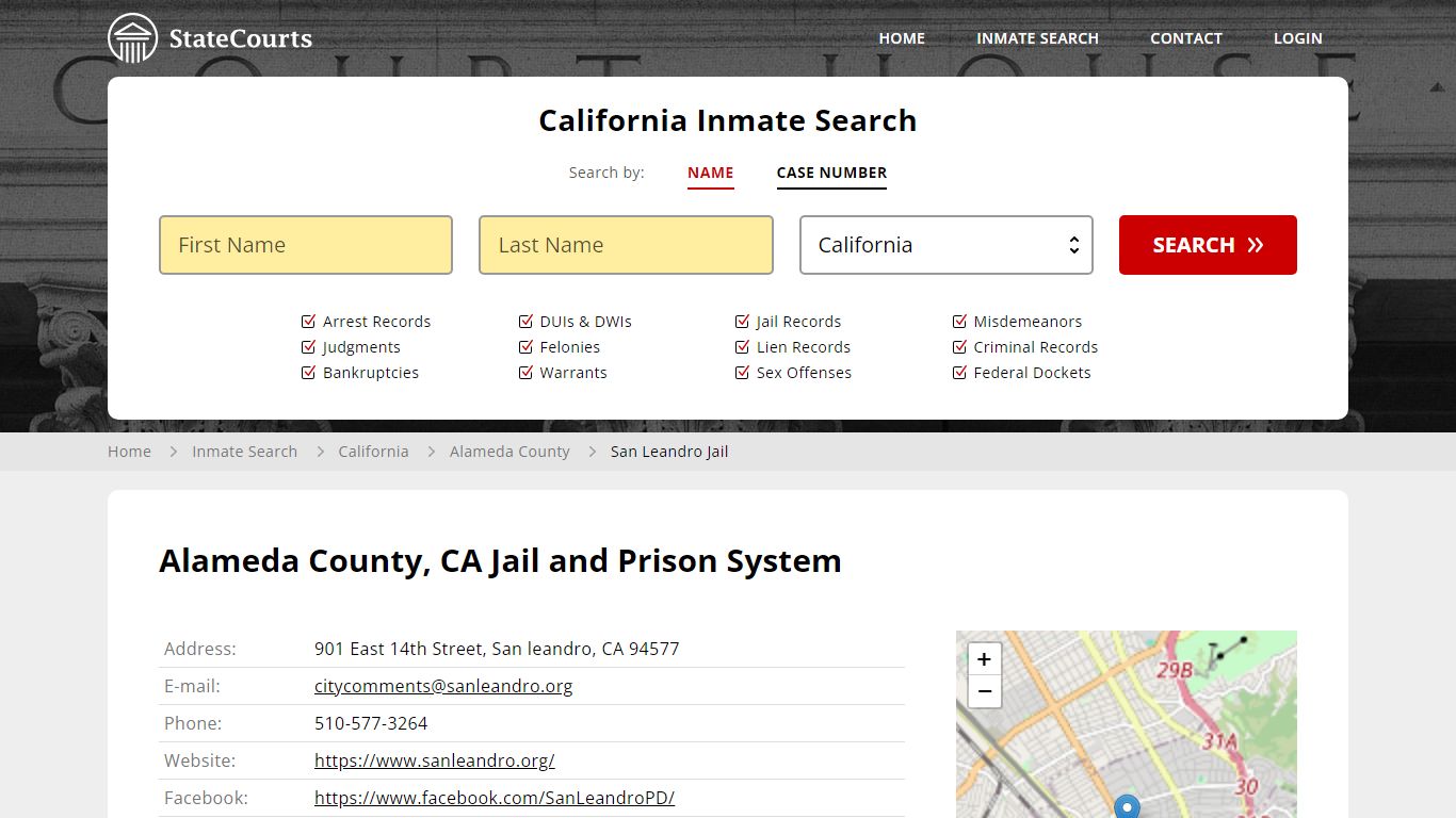 San Leandro Jail Inmate Records Search, California - StateCourts
